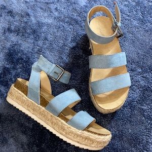 Blue Platform Sandals